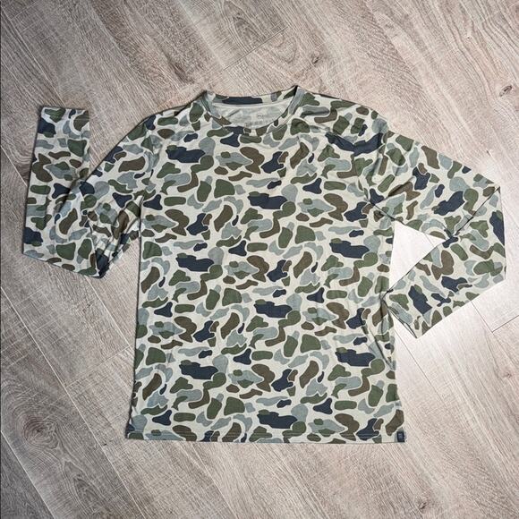 Pair of FREE FLY Men’s Blue Green Camo Lightweight Bamboo Long Sleeve T-Shirts - Picture 7 of 9